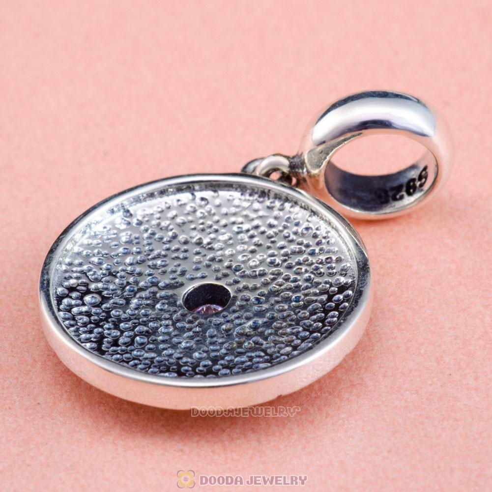 Zodiac Compass Charms Pendant 925 Sterling Silver with Clear CZ