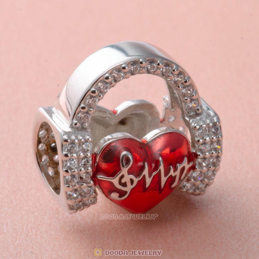Love Music Heartbeats Charms 925 Sterling Silver