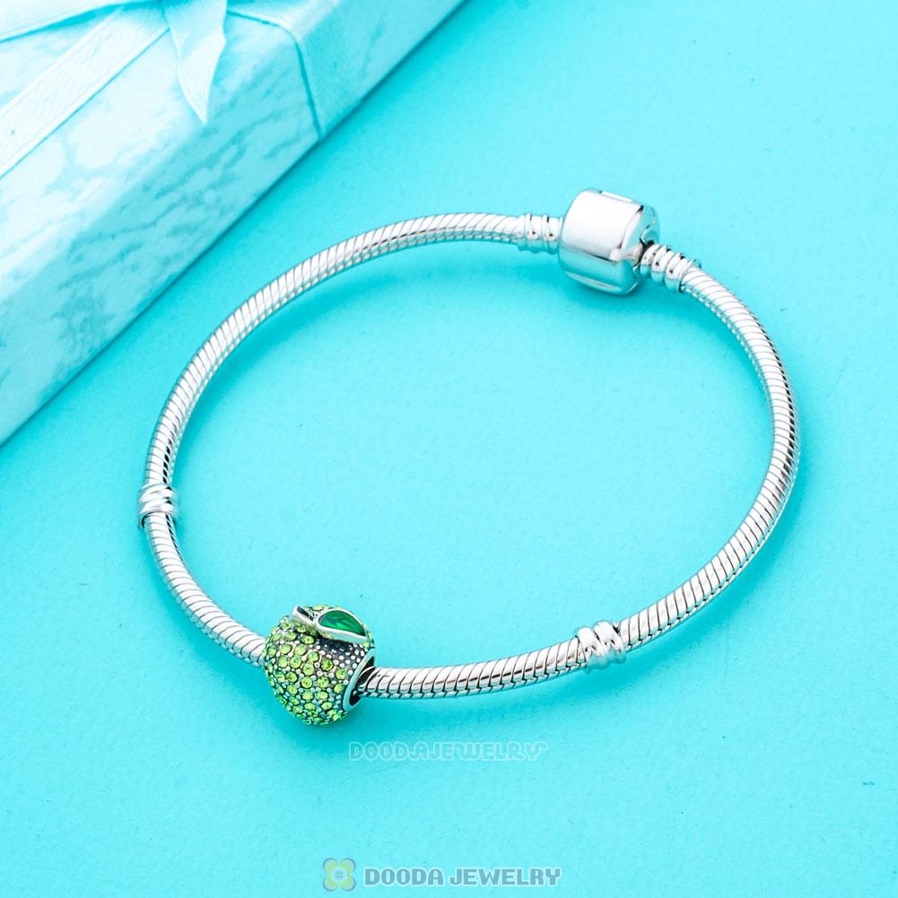 Sparkling Apple Charm with Green Crystal