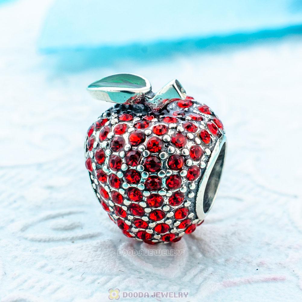 Sparkling Apple Charm with Red Crystal