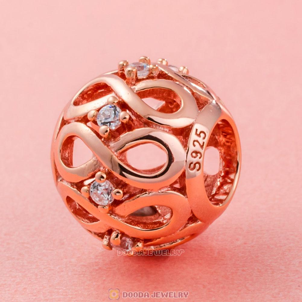 Rose Gold Infinity Shine Charm with White Zirconia