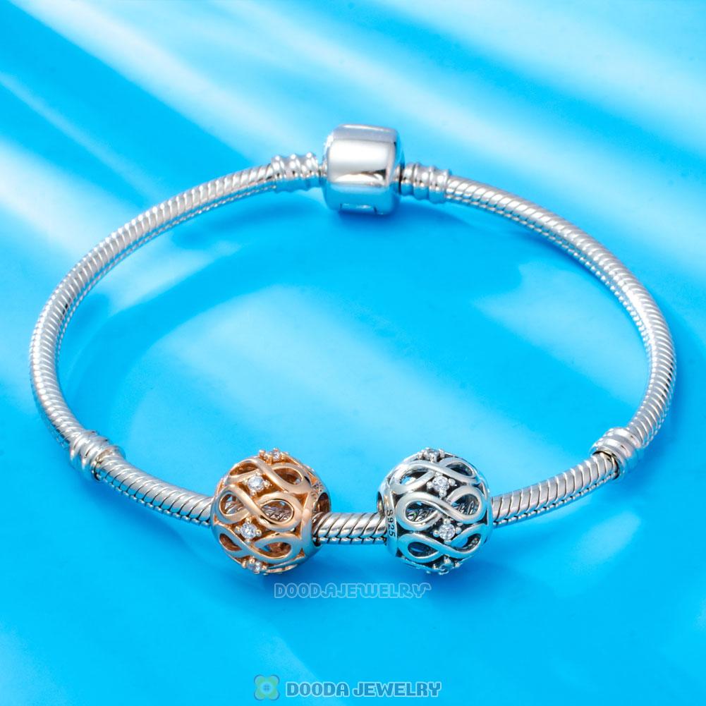 Rose Gold Infinity Shine Charm with White Zirconia