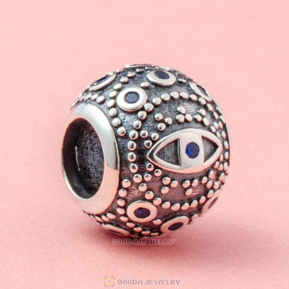 Evil Eye Charm Bead with Sapphire Zircon