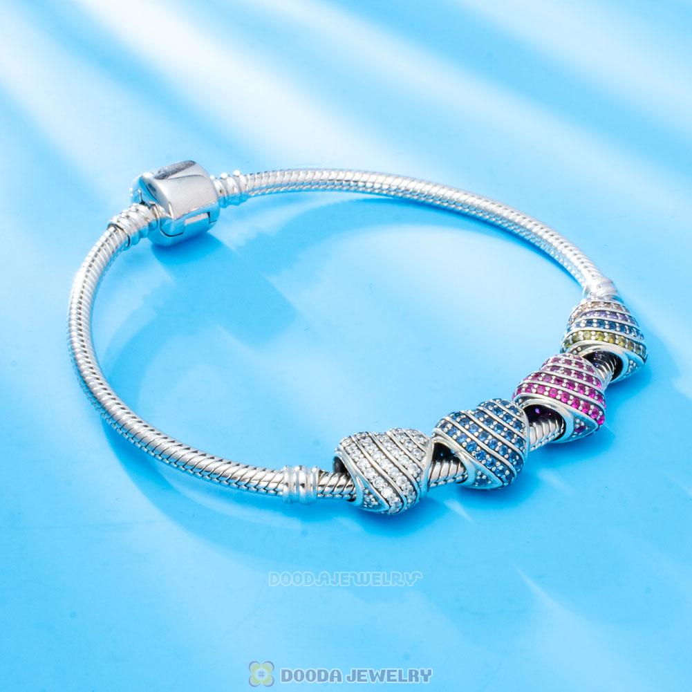 Pave Heart Charm Bead with White Zircon