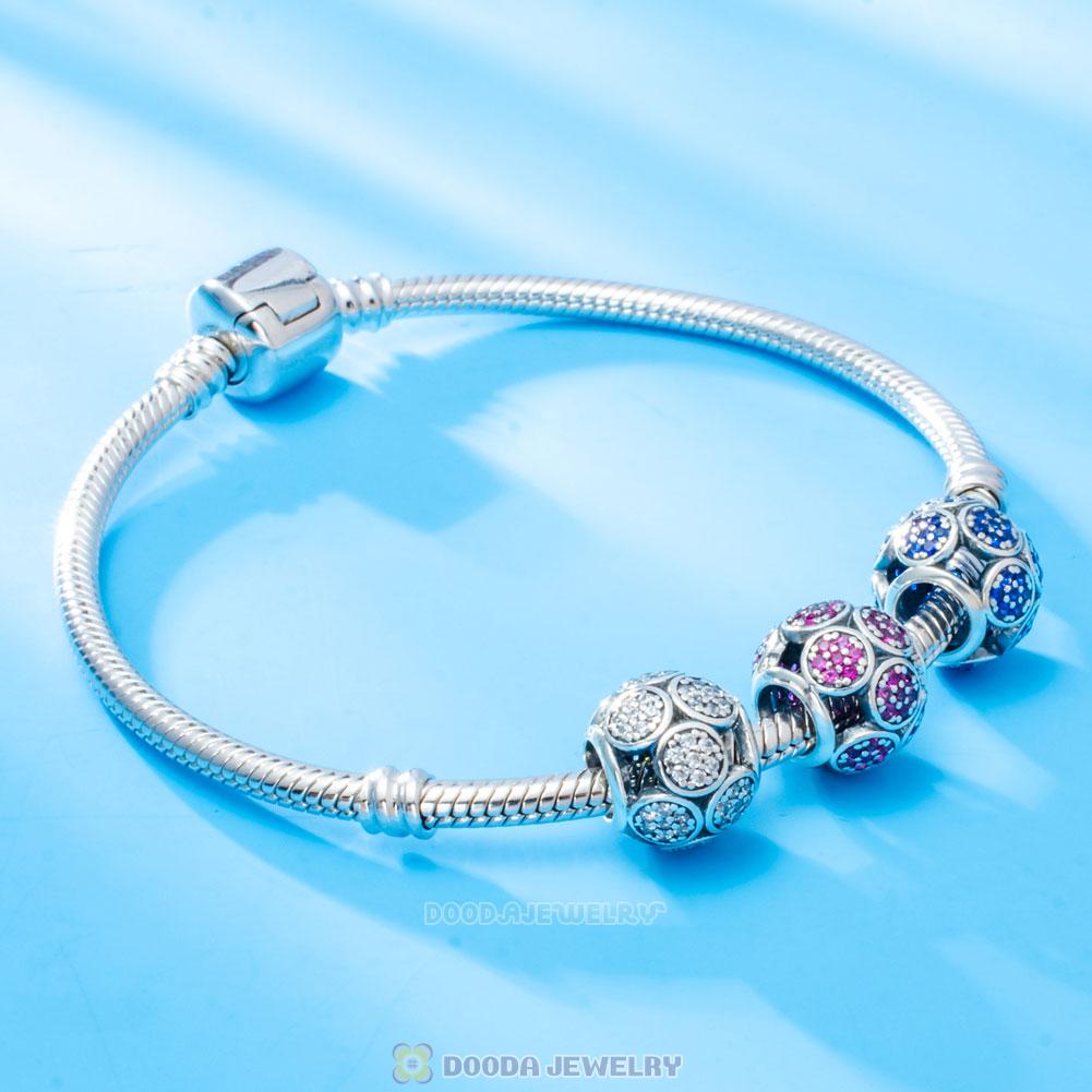 Circle Charm Bead with White Zircon