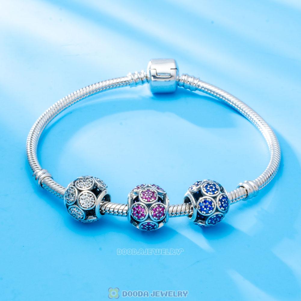 Circle Charm Bead with Fuchsia Zircon
