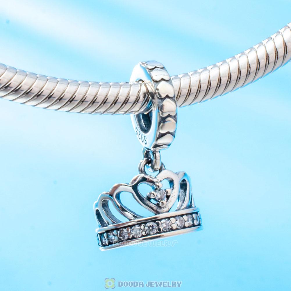 Princess Crown Dangle Charm with White Zircon