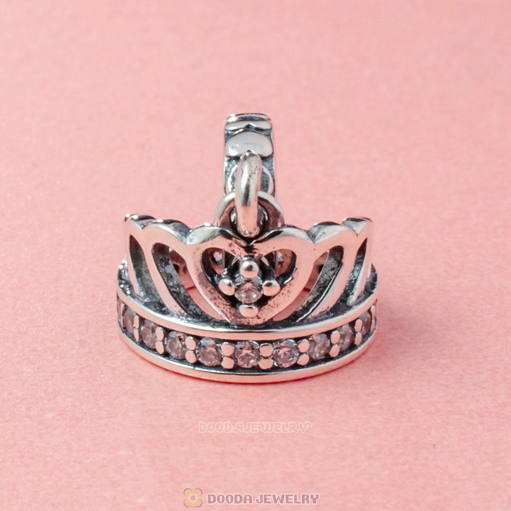 Princess Crown Dangle Charm with White Zircon