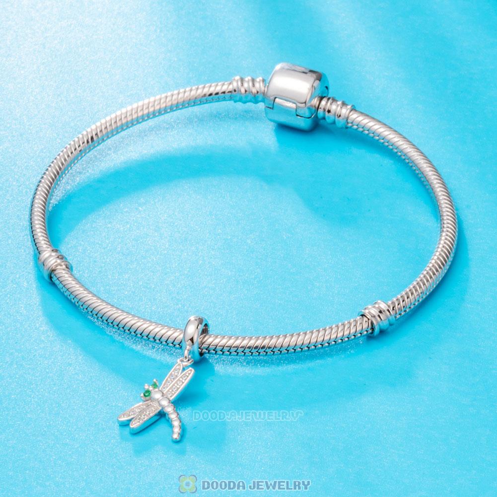 Dragonfly Dangle Charm with White Zirconia