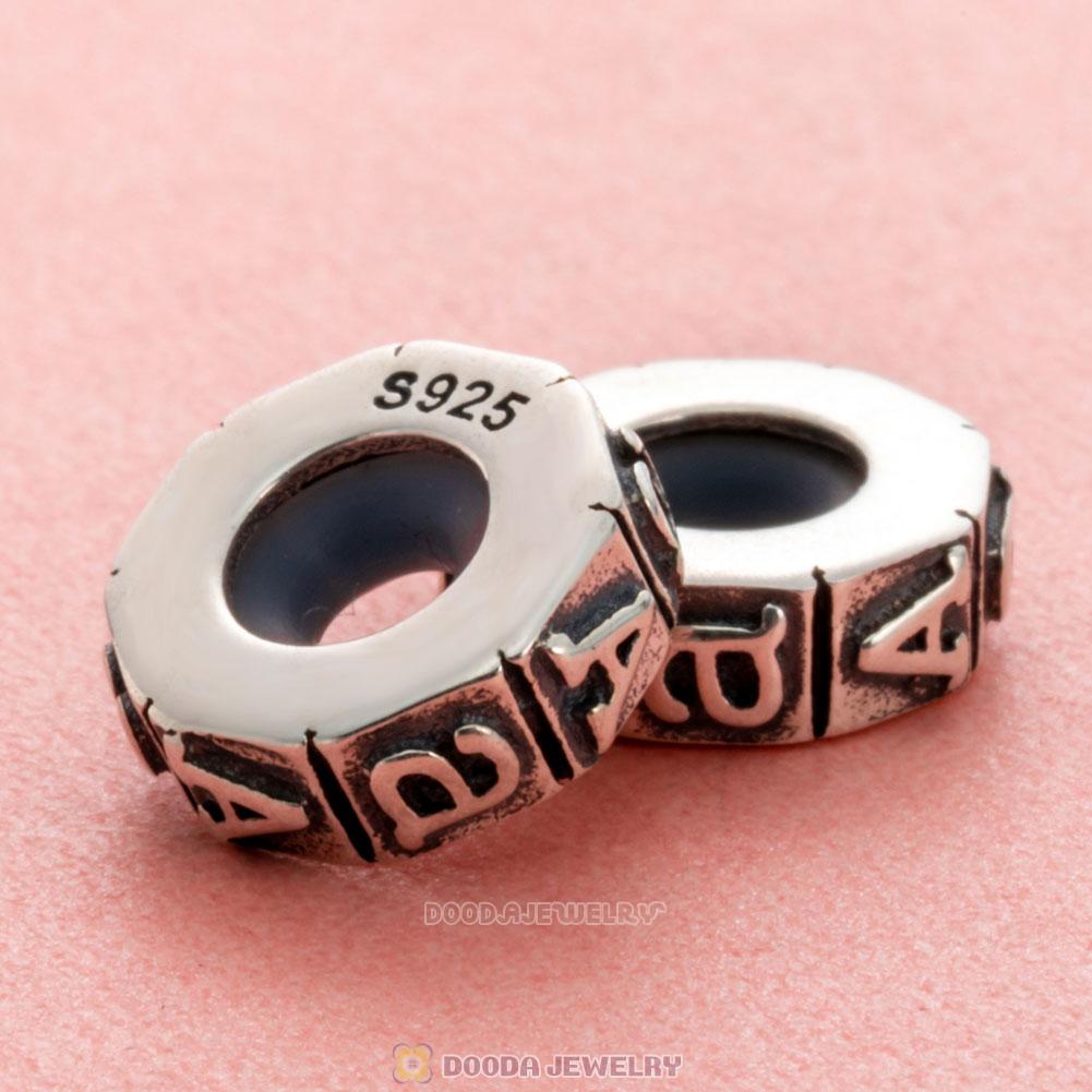 Alphabet Letter A 925 Sterling Silver Rubber Stopper Beads 