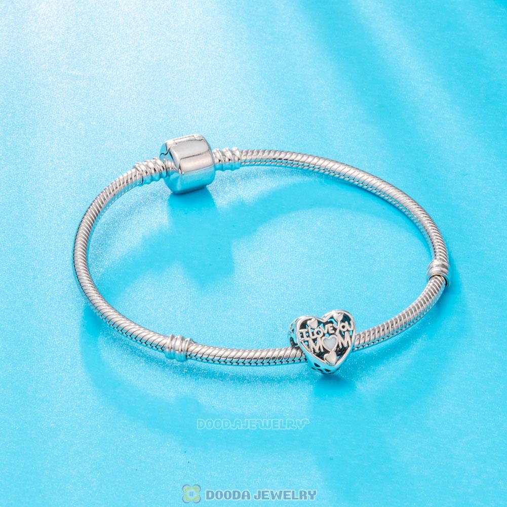 I Love You Mom Motherly Heart Charm with Enamel