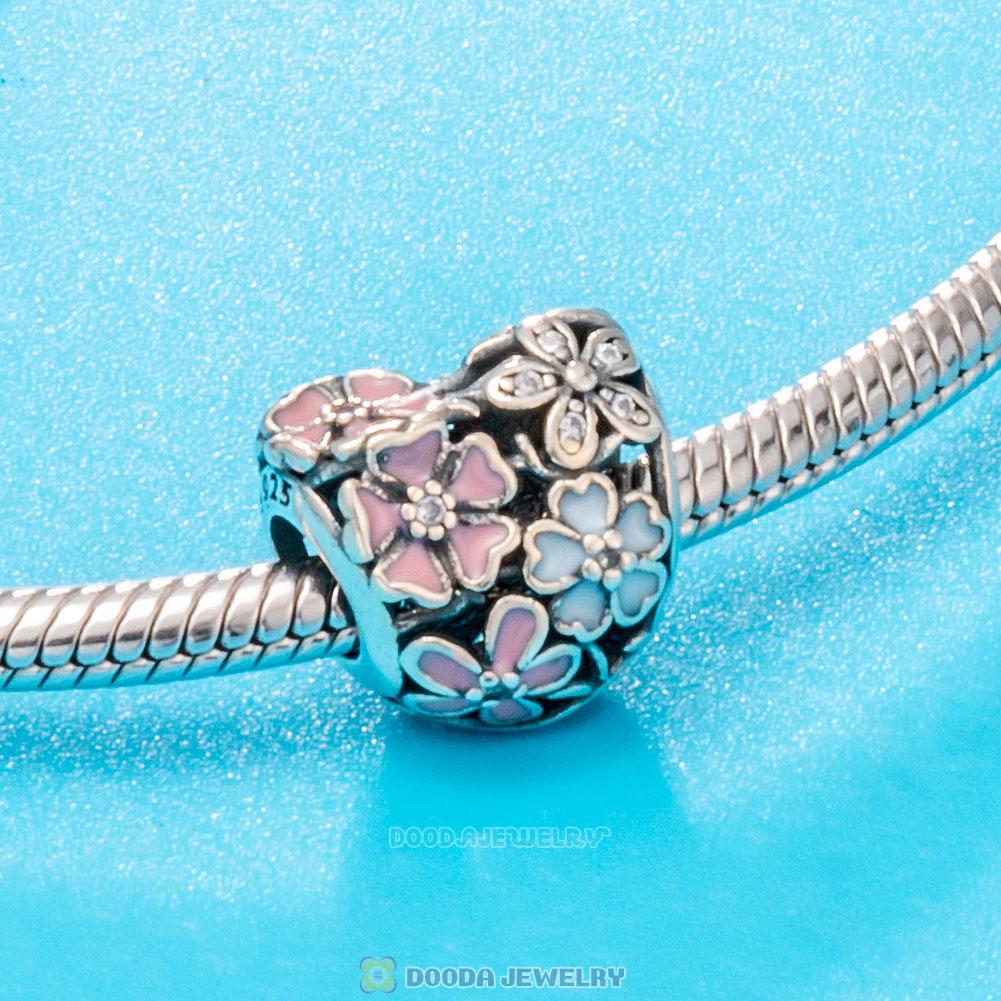 Poetic Blooms Flower Heart Charm with Enamel