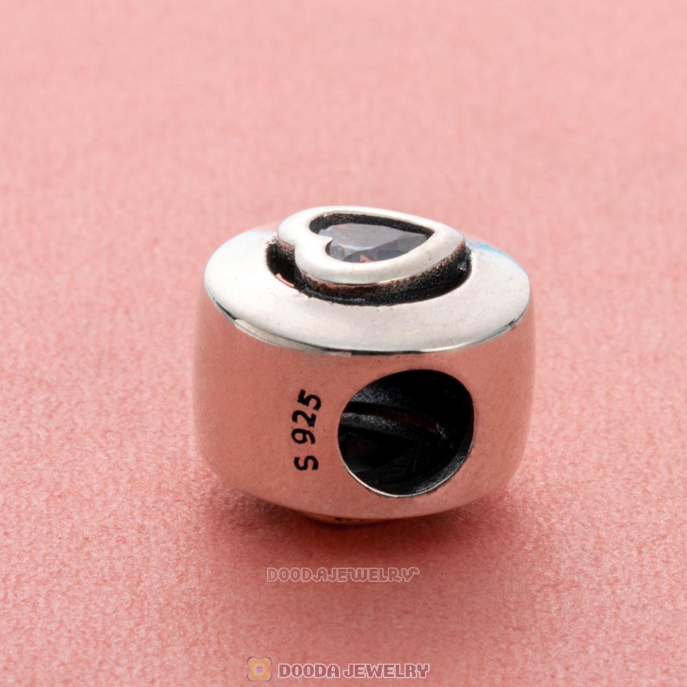 Forever Love Charm Bead with White Zircon Heart