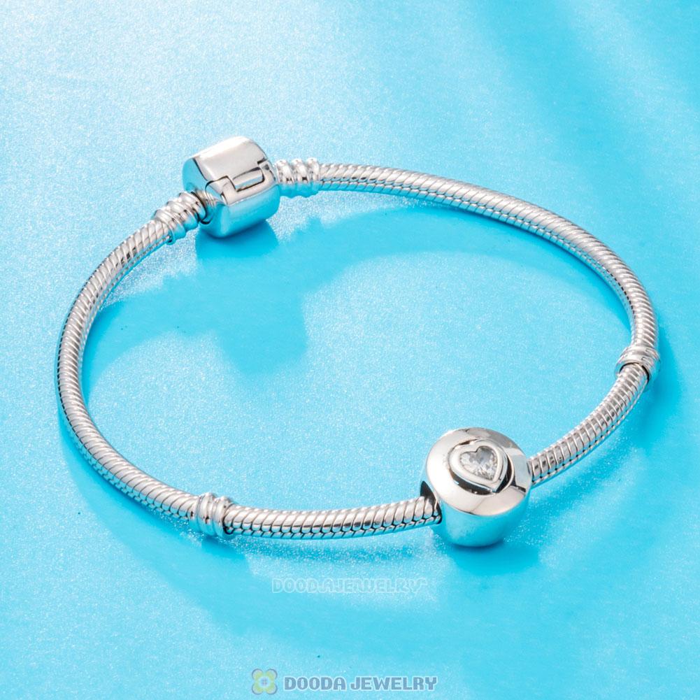 Forever Love Charm Bead with White Zircon Heart