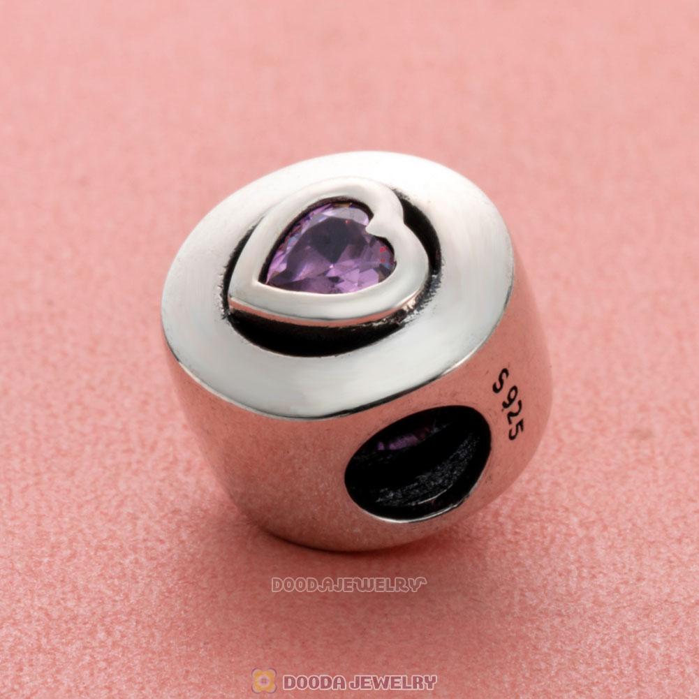 Forever Love Charm Bead with Pink Zircon Heart