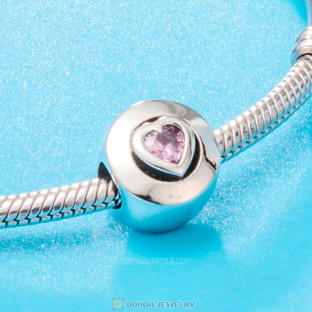 Forever Love Charm Bead with Pink Zircon Heart