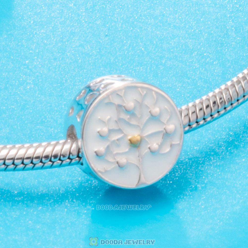 Tree of Hearts Charm Bead with White Enamel