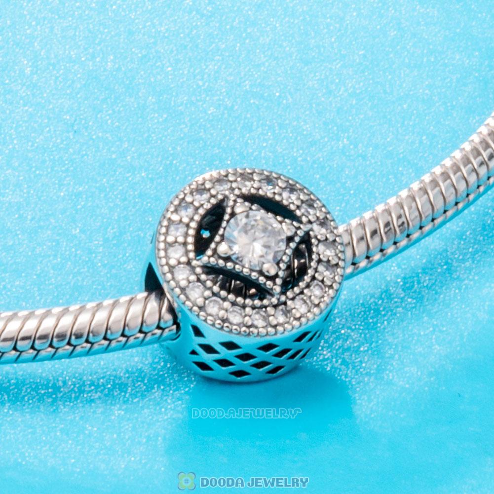 Geometry with Clear CZ Button Charm