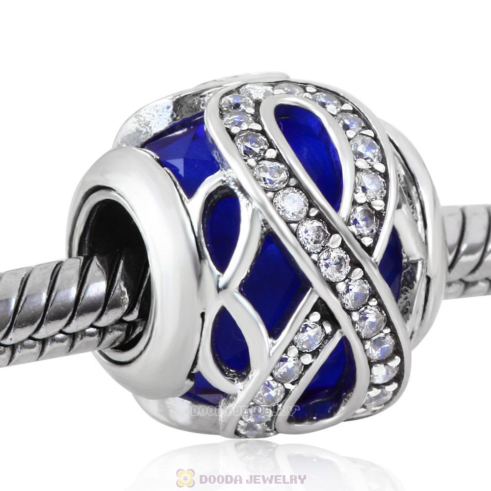 Sparkling Infinite Love Round Charm Sapphire Rhinestones