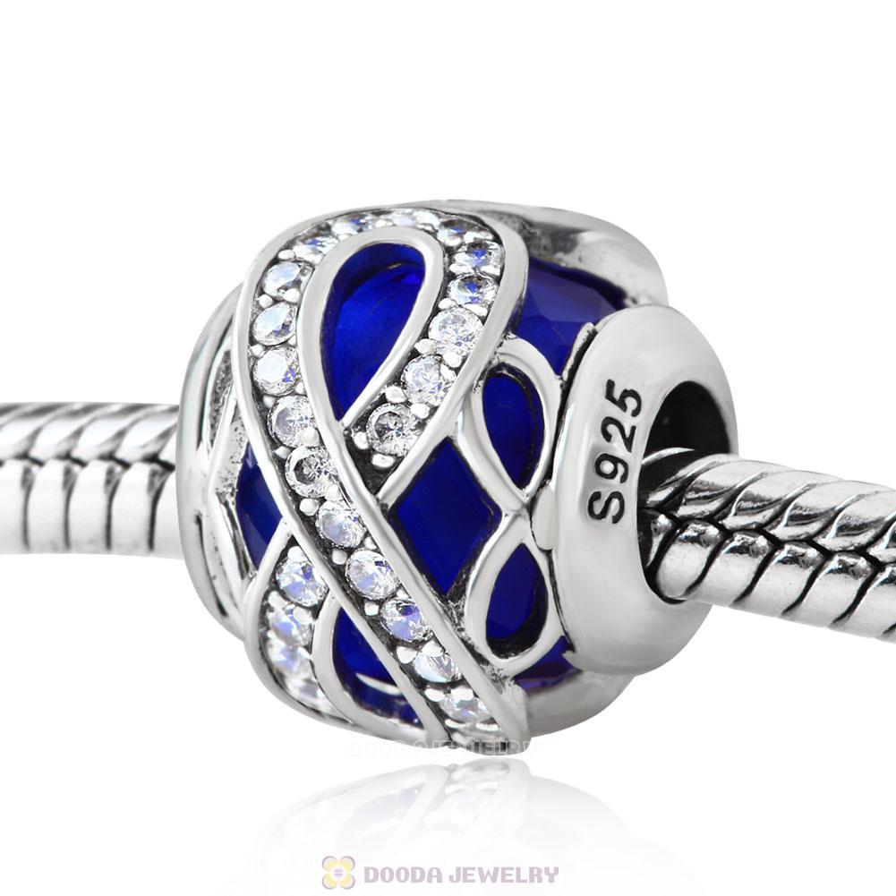Sparkling Infinite Love Round Charm Sapphire Rhinestones