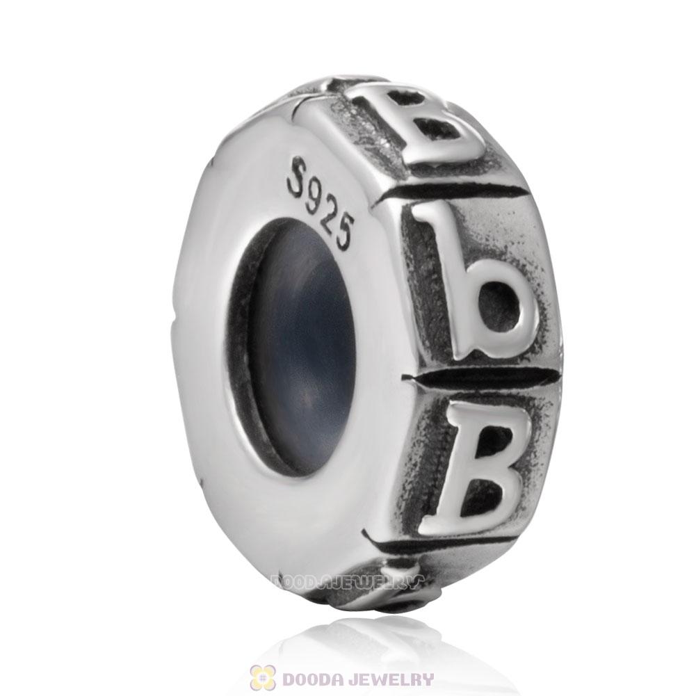 Alphabet Letter B 925 Sterling Silver Rubber Stopper Beads 