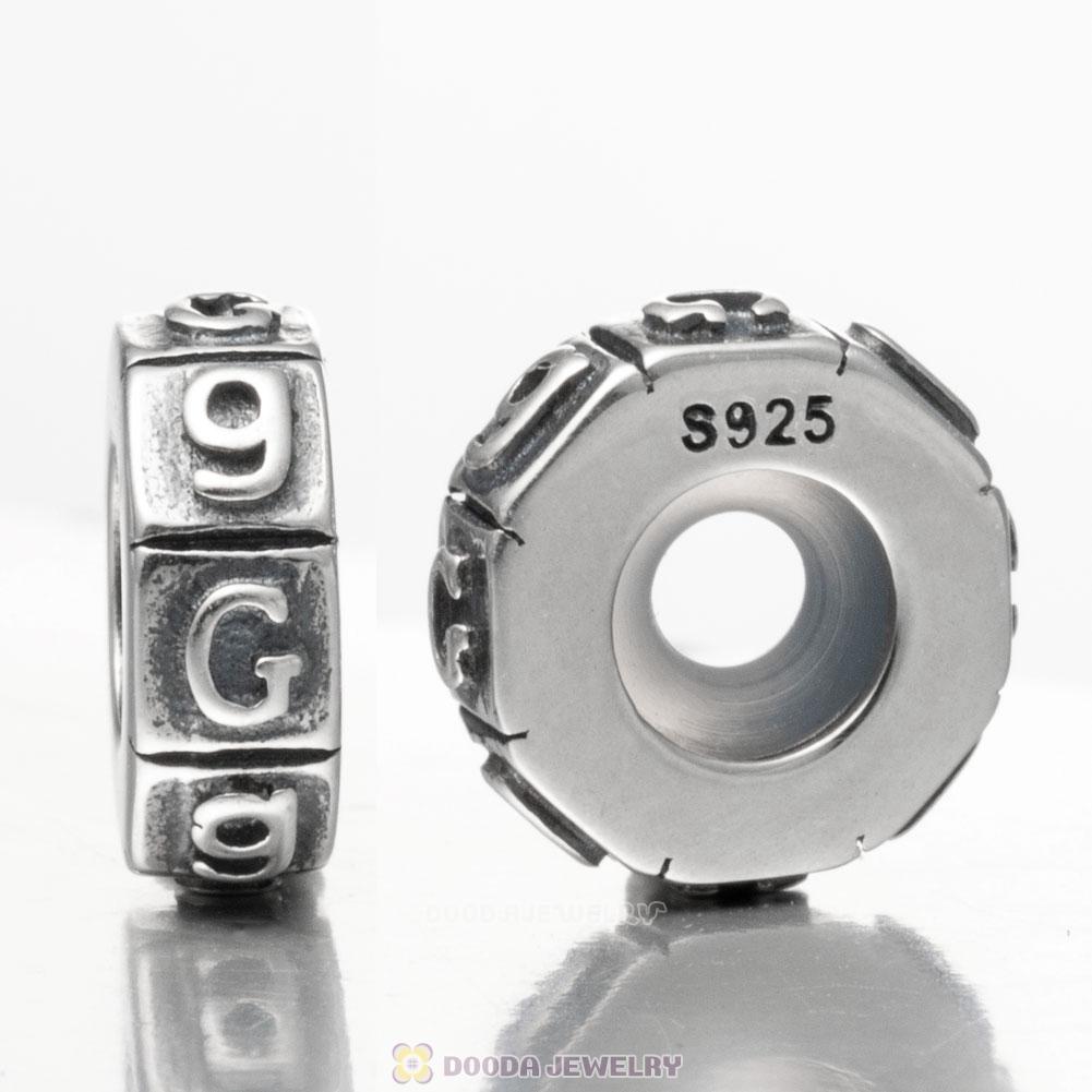 Alphabet Letter G 925 Sterling Silver Rubber Stopper Beads 