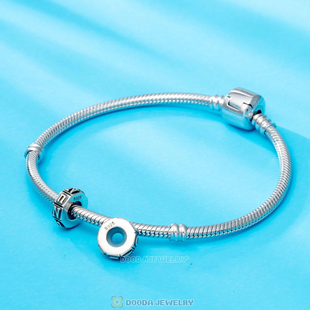 Alphabet Letter N 925 Sterling Silver Rubber Stopper Beads 