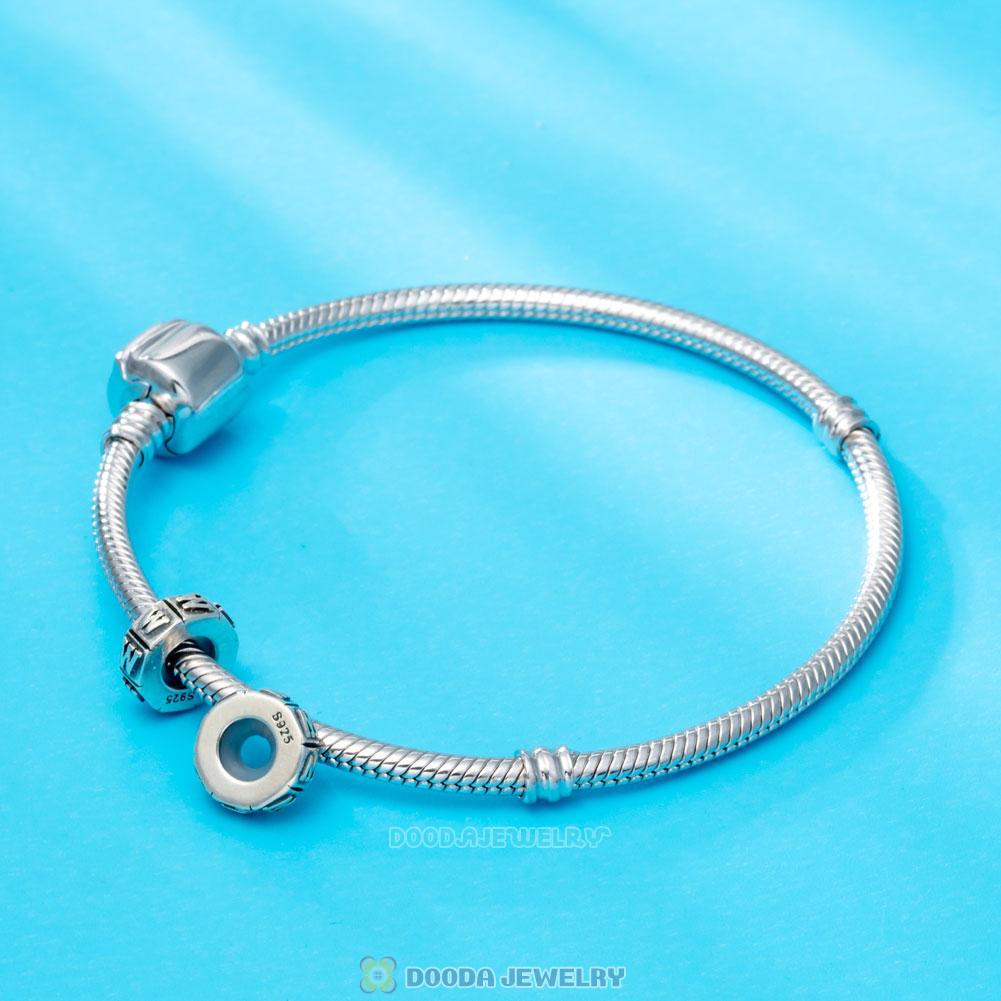 Alphabet Letter W 925 Sterling Silver Rubber Stopper Beads 