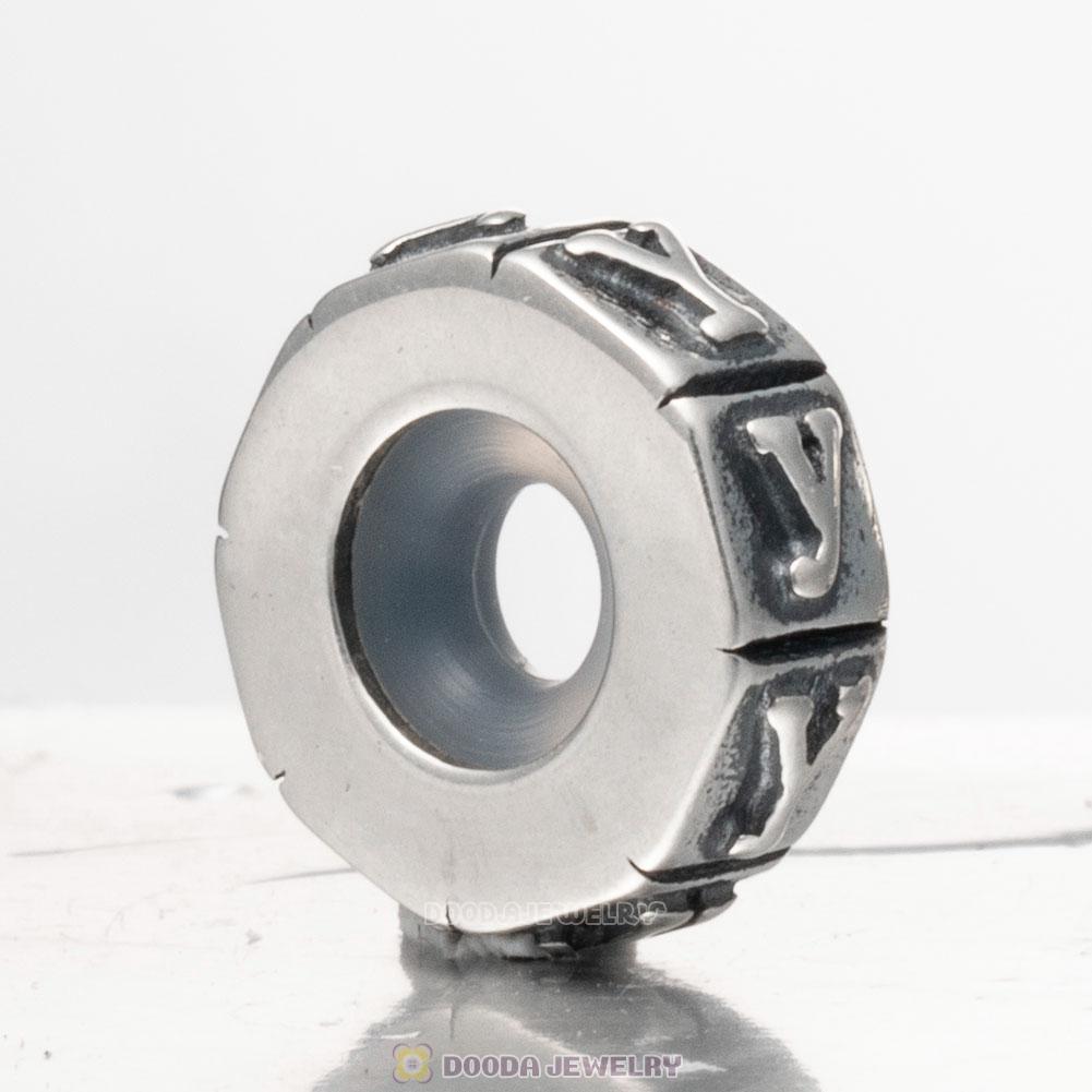 Alphabet Letter Y 925 Sterling Silver Rubber Stopper Beads 