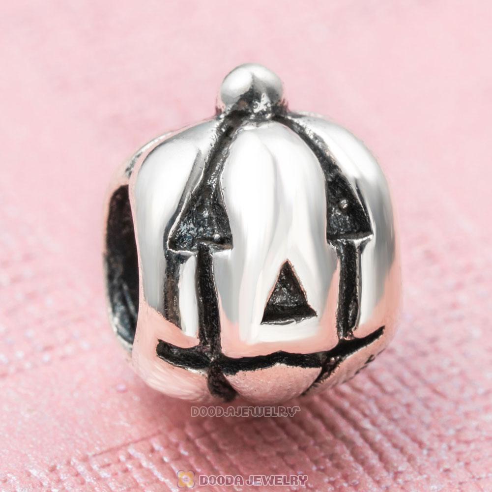 European Style Jack-O-Lantern Silver Beads For Thanksgiving