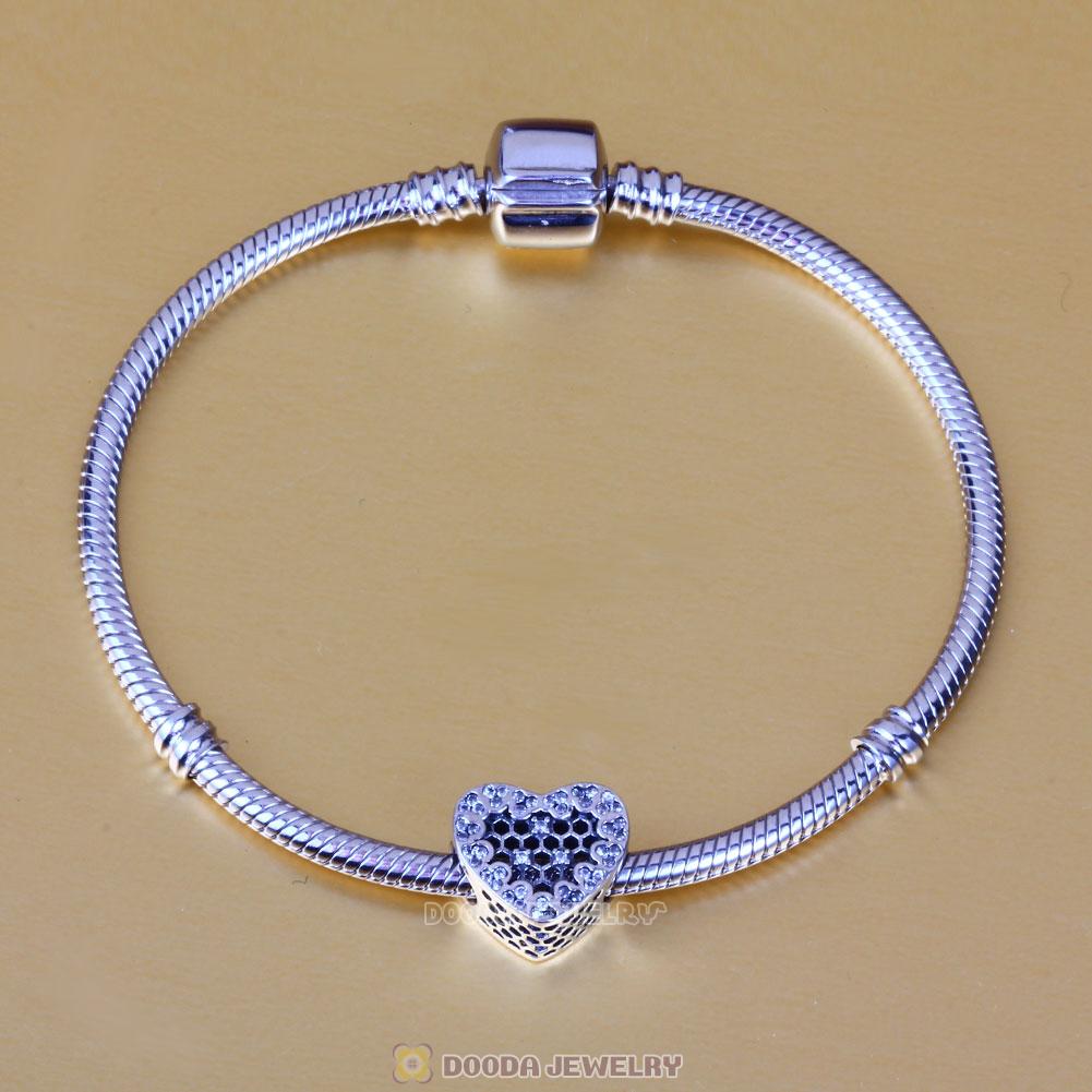 Shine Honeycomb Lace Heart Shape Charms