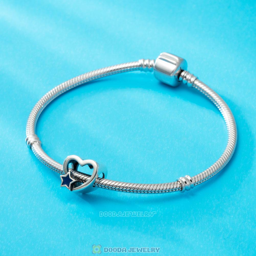 Heart and Star Charm with Blue Enamel