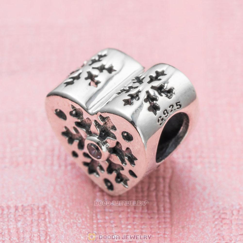 Love Snowflake Heart Charms with White Zircon