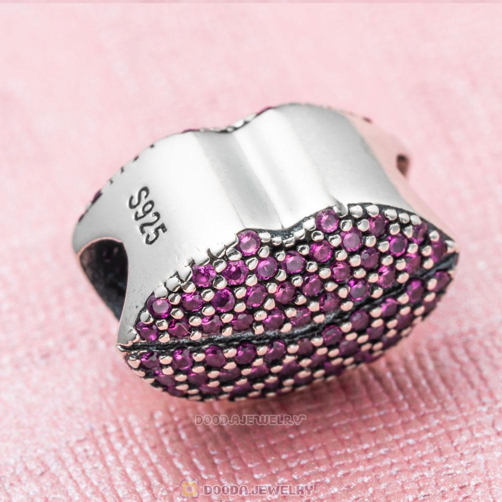 Kiss More Lips Charm with Pave Cubic Zirconia