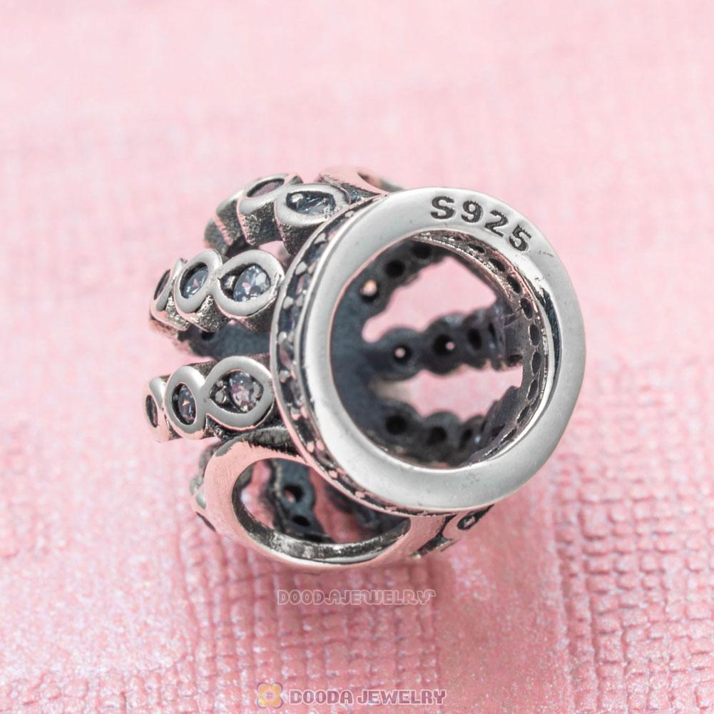 Royal Crown Charm in Sterling Silver with White Zircon