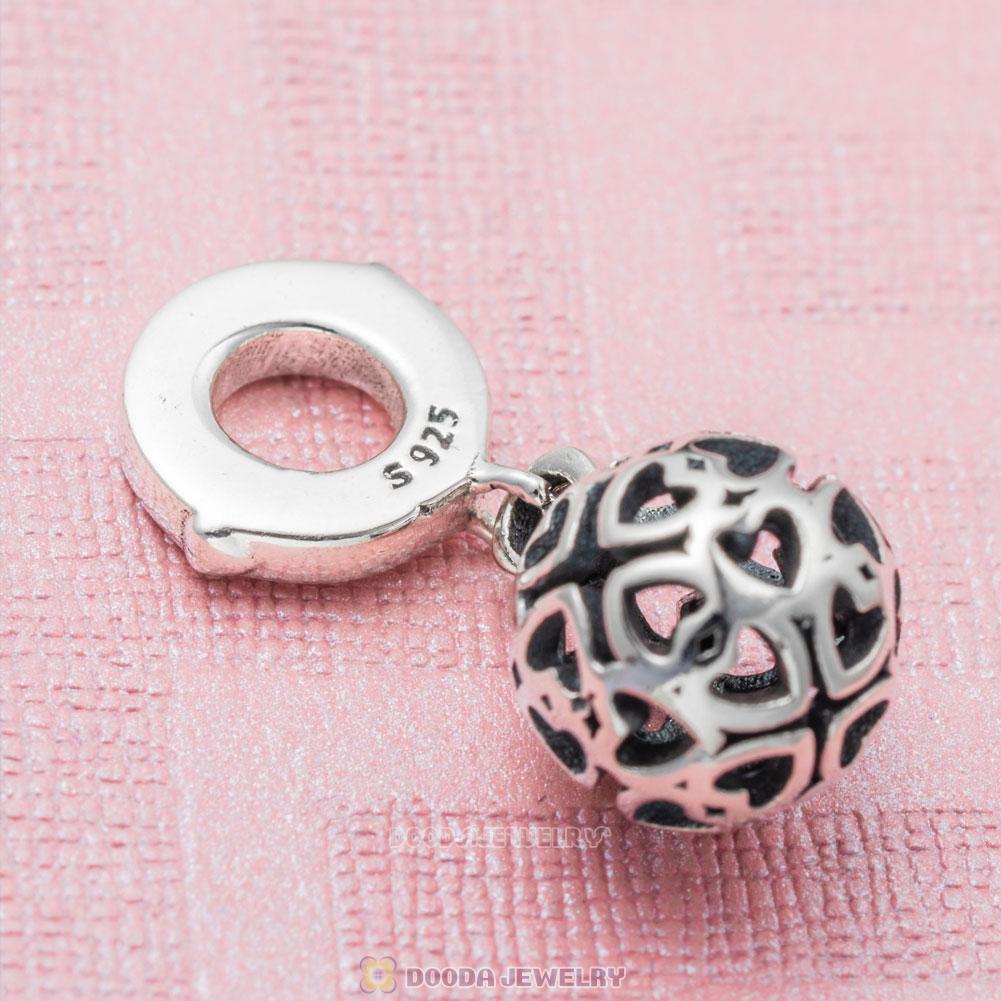 Harmonious Hearts Hanging Charm in 925 Sterling Silver