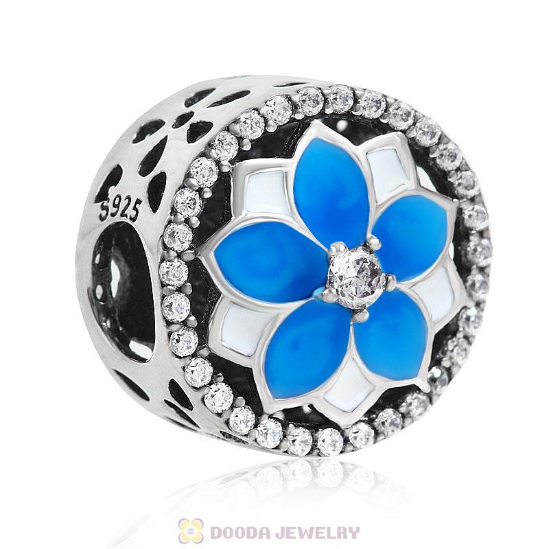 Magnolia flower Charm with Dark Blue Gradient