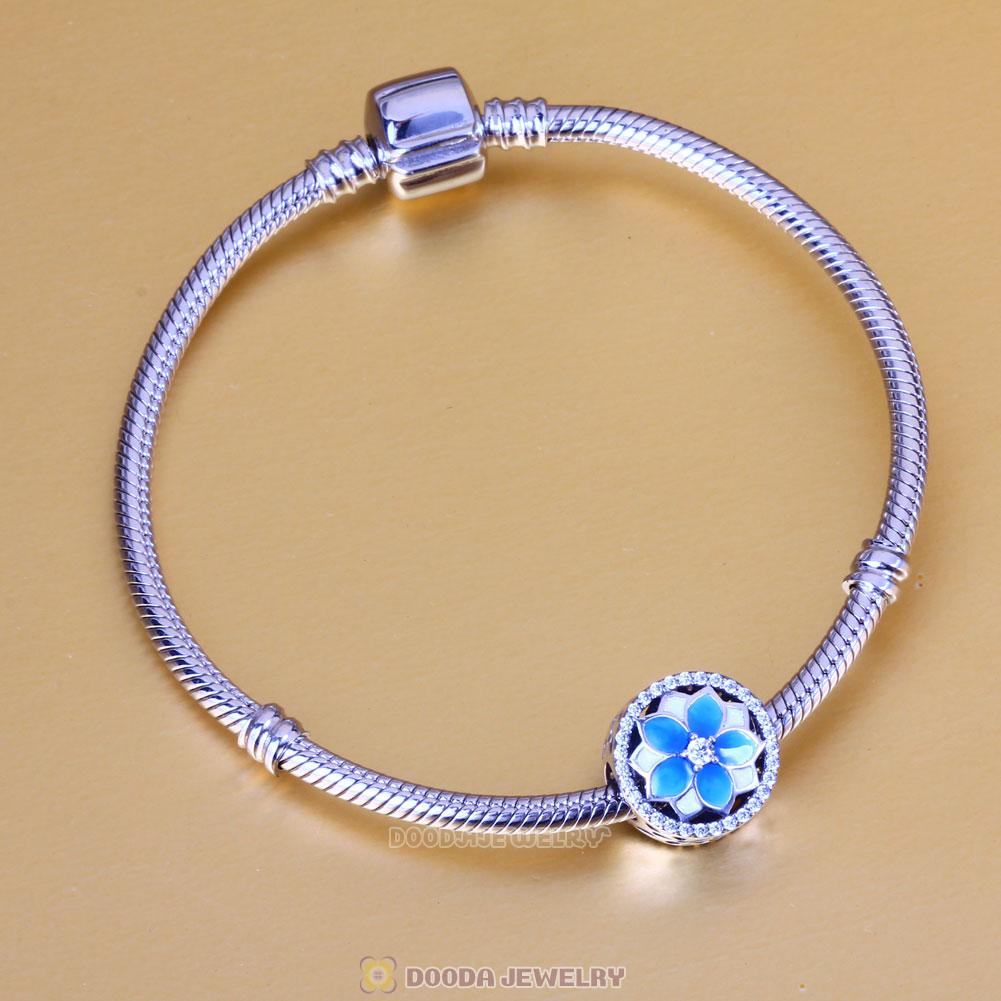 Magnolia flower Charm with Dark Blue Gradient