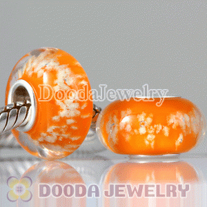 Environmental Xmas European Snowflake Fluorescent Glass Charm Beads with 925 silver single core