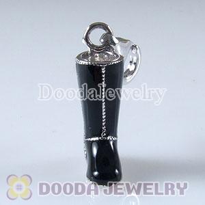 Sterling Silver Tscharm Jewelry Charms Enamel Black Boot