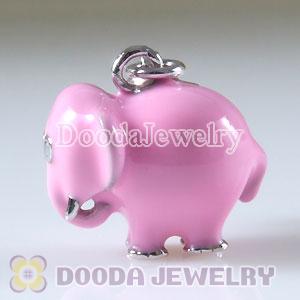 Sterling Silver Tscharm Jewelry Charms Enamel Pink Elephant