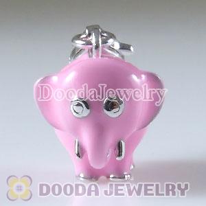 Sterling Silver Tscharm Jewelry Charms Enamel Pink Elephant