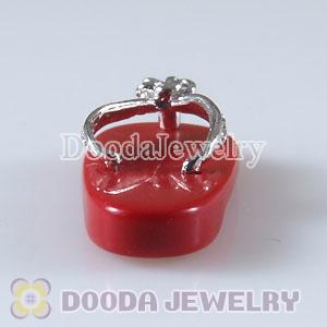 Sterling Silver European Red Coral Slipper Pendant