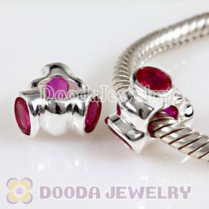 S925 Sterling Silver European Style Beads with Red Stone