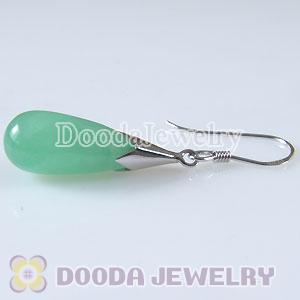 925 Sterling Silver European Style Earring Dangle green bowlder Stone