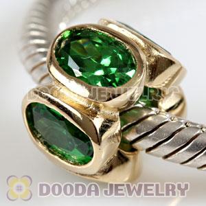Gold Plated Sterling Silver Beads with Green Stone