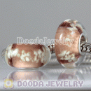 Environmental Xmas European Snowflake Fluorescent Glass Charm Beads with 925 silver single core