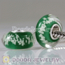 Environmental Xmas European Snowflake Fluorescent Glass glow dark seed Charm Beads with 925 silver single core