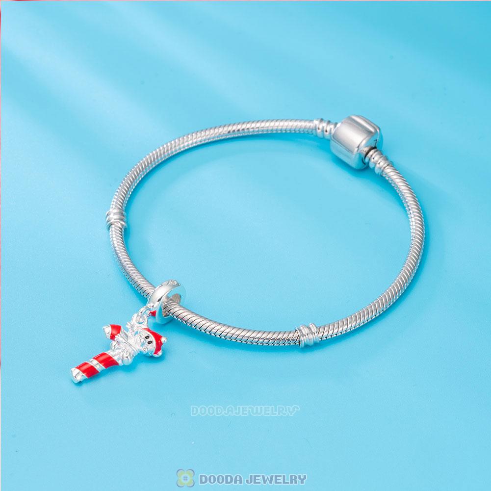 Santa Mickey Candy Cane Pendant Charm