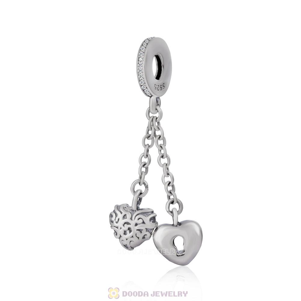 Lock and Heart Charm Pendant for Valentines